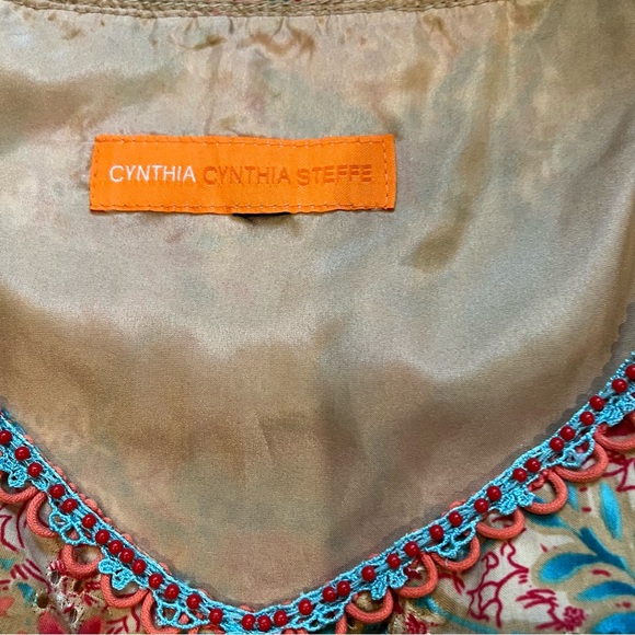 CYNTHIA STEFFE Sleeveless Beaded Cotton Dress,  Silk Lined, Sz 4 - Picture 15 of 16